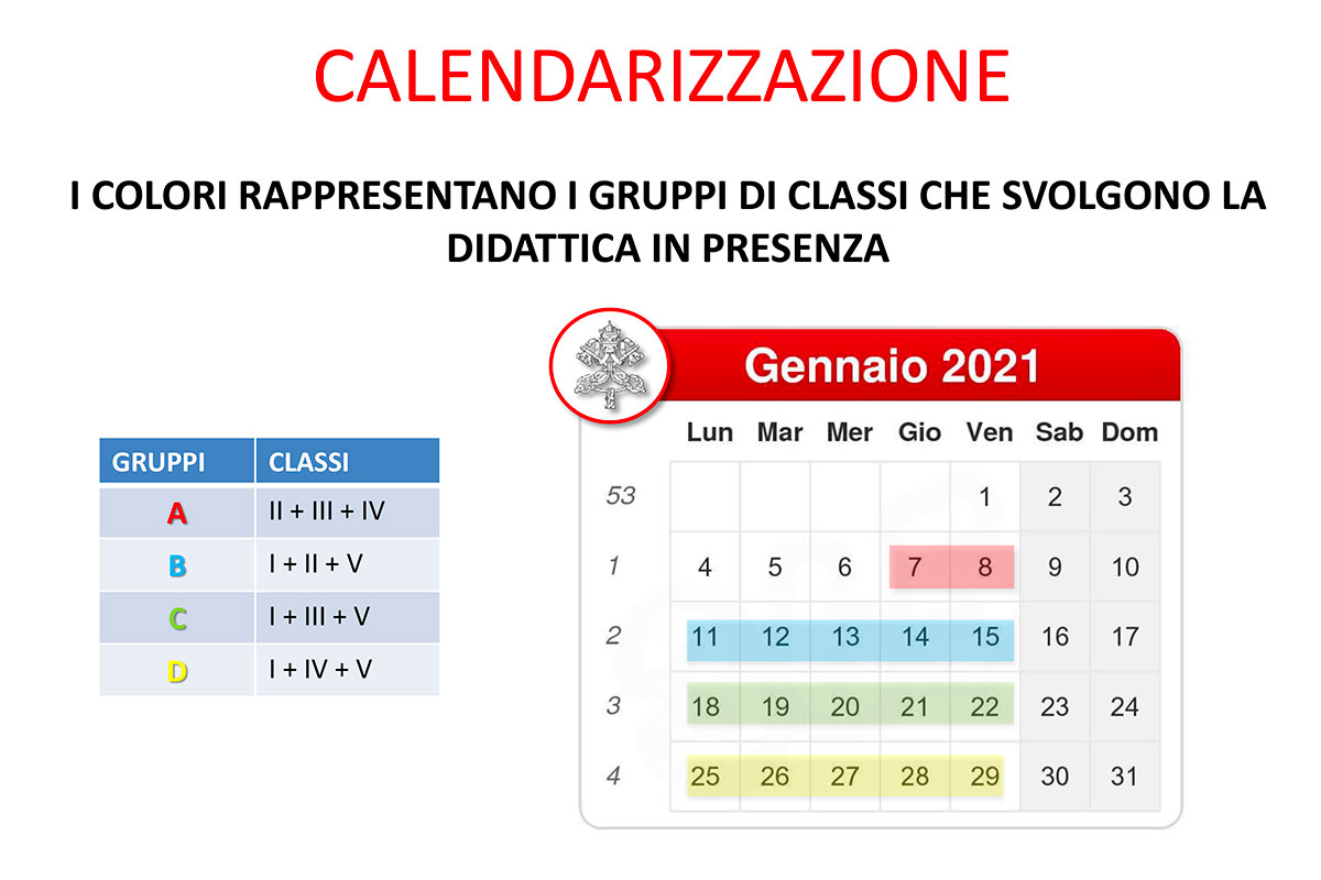 calendario didattica in presenza