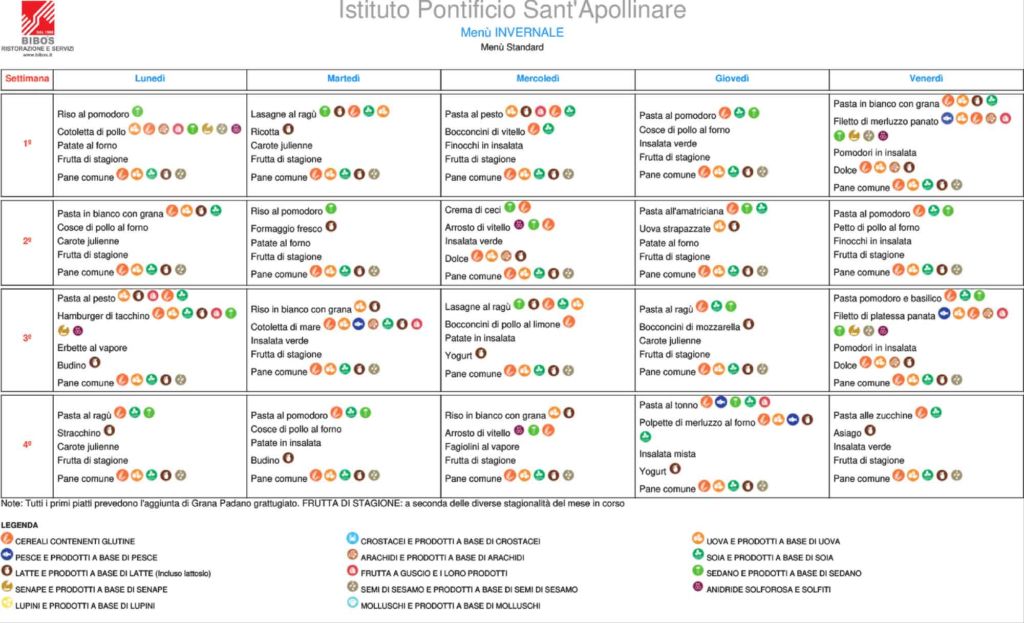 Menu scuola